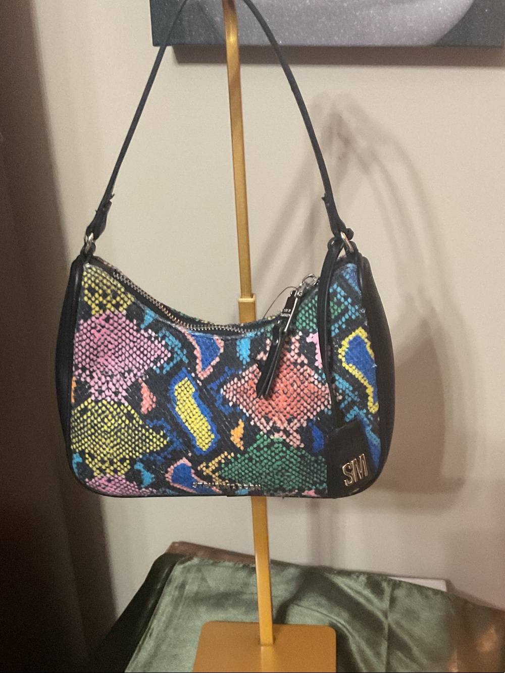 Steve Madden Multicolor Snake-Print Shoulder Bag with Black Trim